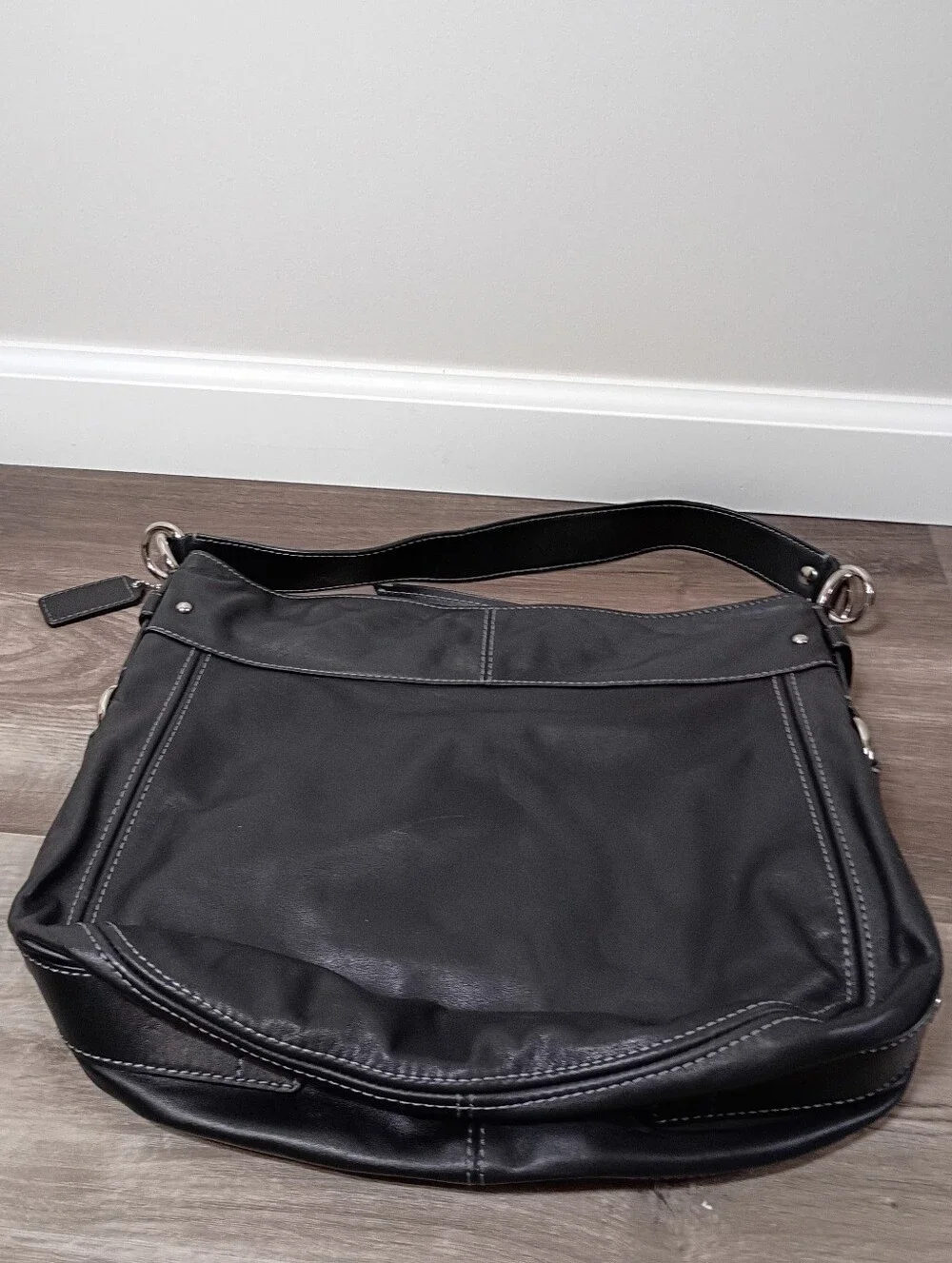 Coach Vintage Y2K Classic Casual Black Leather Zoe Hobo Shoulder Tote Bag Chunky